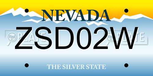 ZSD02W Nevada License Plate