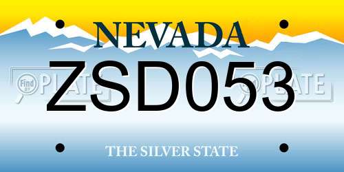 ZSD053 Nevada License Plate