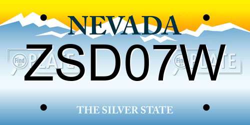 ZSD07W Nevada License Plate