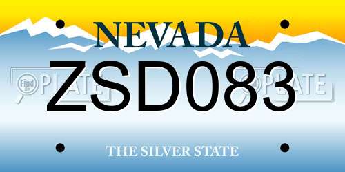 ZSD083 Nevada License Plate