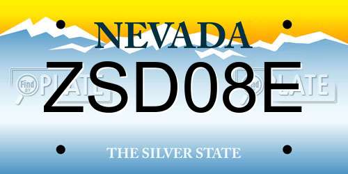 ZSD08E Nevada License Plate