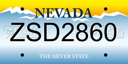 ZSD2860 Nevada License Plate