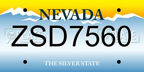 ZSD7560 Nevada License Plate