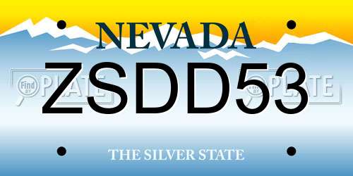 ZSDD53 Nevada License Plate