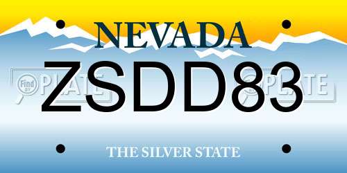 ZSDD83 Nevada License Plate