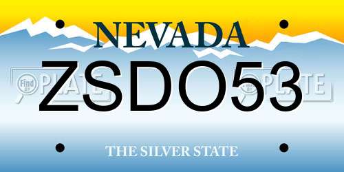 ZSDO53 Nevada License Plate