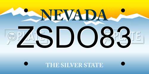 ZSDO83 Nevada License Plate