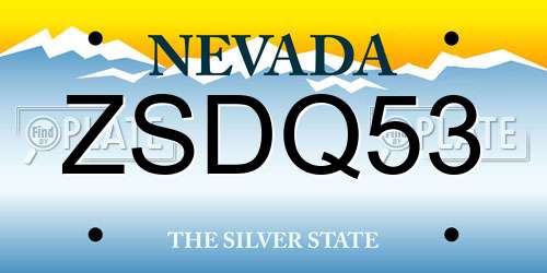 ZSDQ53 Nevada License Plate