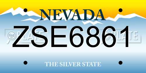 ZSE6861 Nevada License Plate