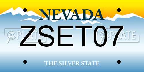 ZSET07 Nevada License Plate