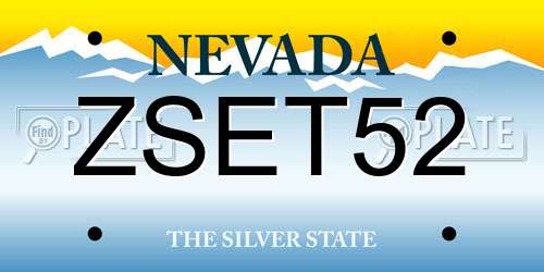 ZSET52 Nevada License Plate