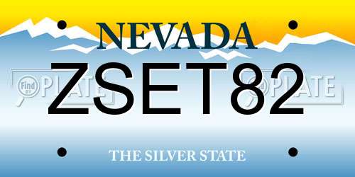 ZSET82 Nevada License Plate