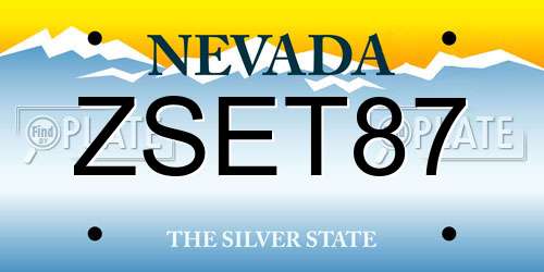 ZSET87 Nevada License Plate