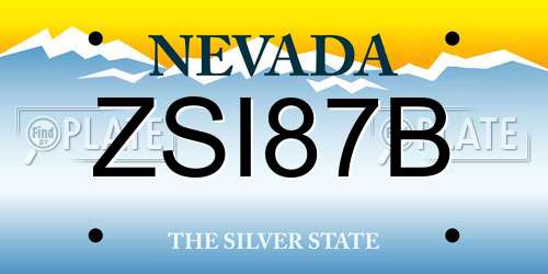 ZSI87B Nevada License Plate