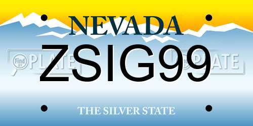 ZSIG99 Nevada License Plate