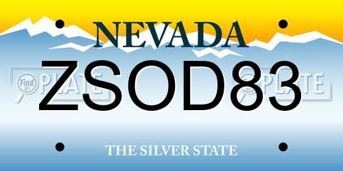 ZSOD83 Nevada License Plate