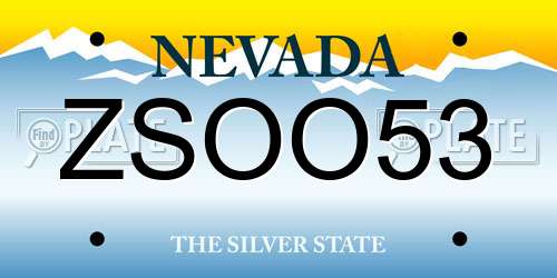 ZSOO53 Nevada License Plate