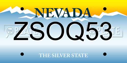 ZSOQ53 Nevada License Plate