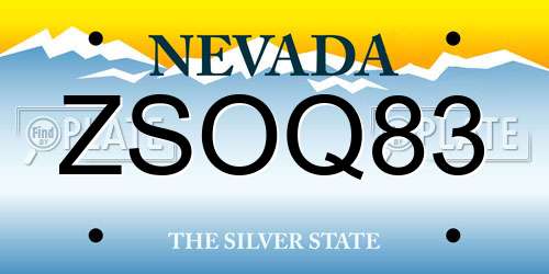 ZSOQ83 Nevada License Plate