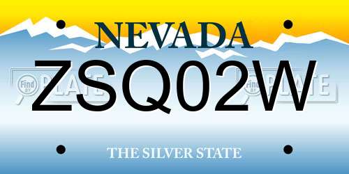 ZSQ02W Nevada License Plate
