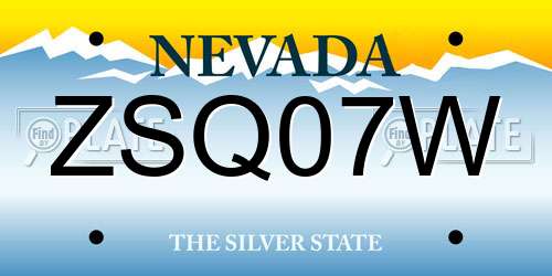 ZSQ07W Nevada License Plate