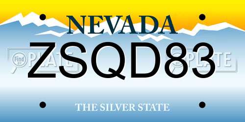 ZSQD83 Nevada License Plate