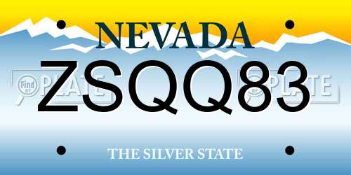 ZSQQ83 Nevada License Plate