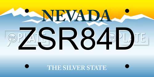 ZSR84D Nevada License Plate