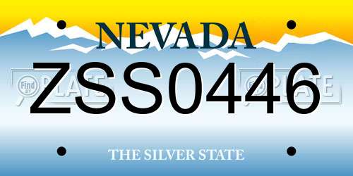 ZSS0446 Nevada License Plate