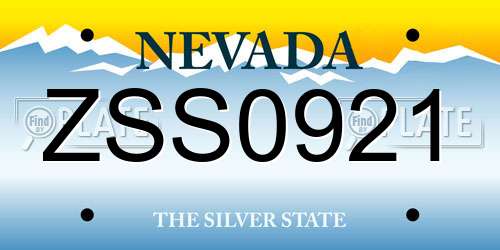 ZSS0921 Nevada License Plate