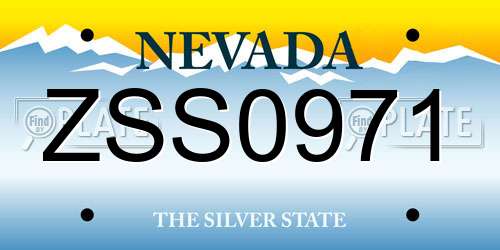 ZSS0971 Nevada License Plate