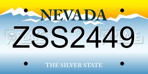 ZSS2449 Nevada License Plate