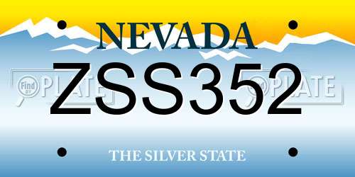 ZSS352 Nevada License Plate