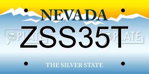 ZSS35T Nevada License Plate