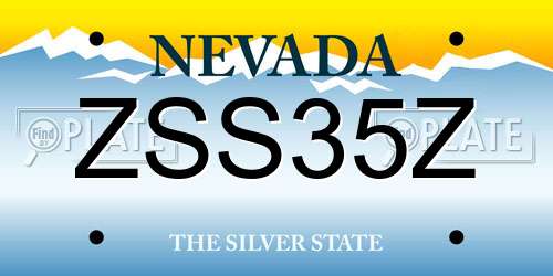 ZSS35Z Nevada License Plate