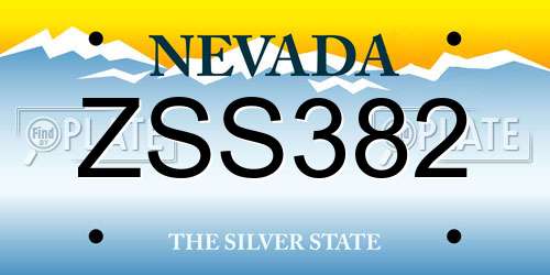 ZSS382 Nevada License Plate