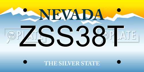 ZSS38T Nevada License Plate