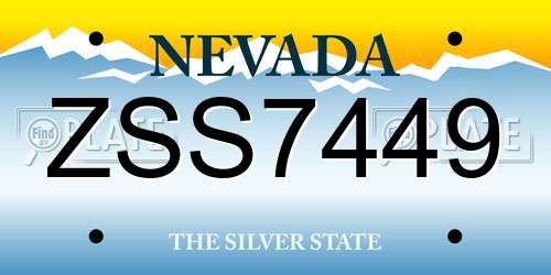 ZSS7449 Nevada License Plate