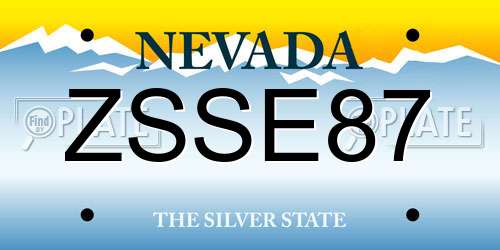 ZSSE87 Nevada License Plate