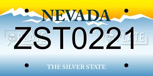 ZST0221 Nevada License Plate