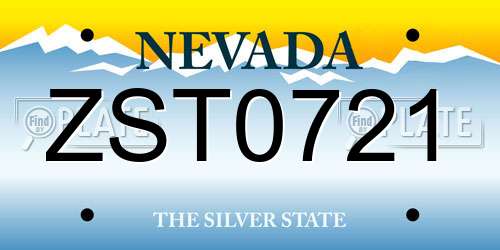 ZST0721 Nevada License Plate