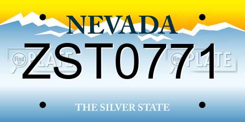 ZST0771 Nevada License Plate
