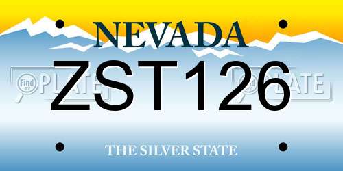 ZST126 Nevada License Plate
