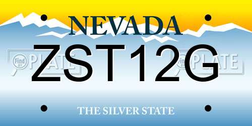 ZST12G Nevada License Plate