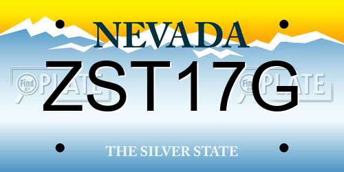 ZST17G Nevada License Plate