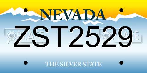 ZST2529 Nevada License Plate