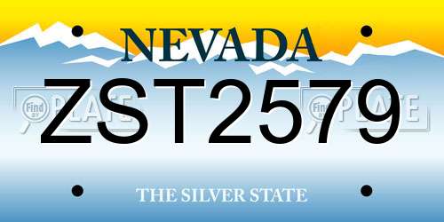 ZST2579 Nevada License Plate