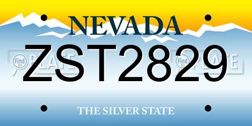 ZST2829 Nevada License Plate