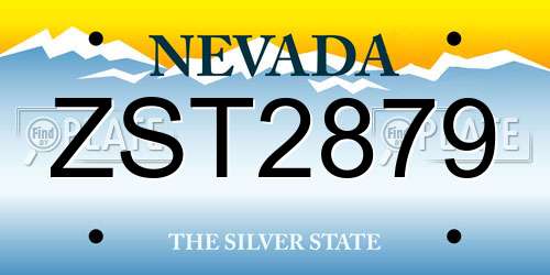 ZST2879 Nevada License Plate