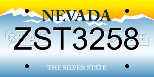 ZST3258 Nevada License Plate